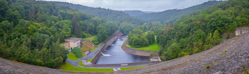 Panoramic view on Gileppe dam in Jalhay, Belgium