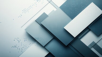Abstract Geometric Background with Overlapping Rectangles and Dotted Patterns in Blue and White Tones