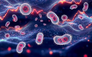 Microscope view of monkeypox, it is a disease caused by infection with a virus. People with mpox often get a rash, along with other symptoms. 3d rendering 