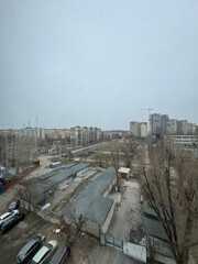view from the window of old garages