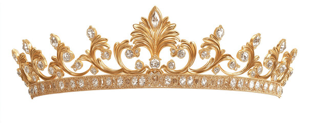 A regal and elegant golden crown isolated on white background