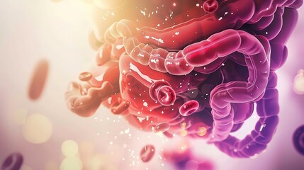 Gastric Acid Production and Digestive Process Depicted in Detailed Anatomical Illustration. Medical Education and Research Visual.
