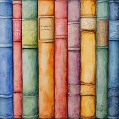 Colorful Stack of Books in Cheerful Watercolor Art