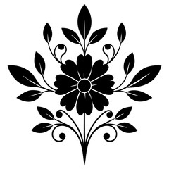 Floral decor silhouette vector illustration on white bacground