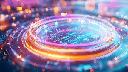 Fototapeta premium Abstract Technology Background with Neon Lights