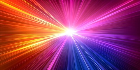 Fototapeta premium Vibrant Neon Radiating Sunburst with Warm Colors for Summer Products and Concepts