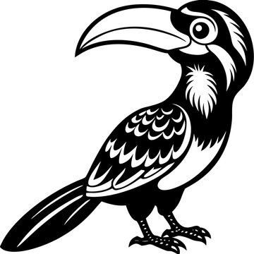 recommend clip art: Hornbill silhouette vector illustration with white background