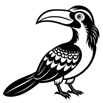 recommend clip art: Hornbill silhouette vector illustration with white background