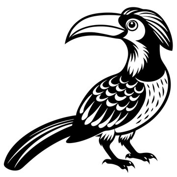 recommend clip art: Hornbill silhouette vector illustration with white background