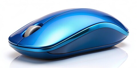 Blue mouse with sleek design and wireless capabilities, technology, computer, accessory, wireless, sleek, design, modern