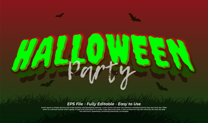 Obraz premium Editable vector text effect halloween party with 3d style effect