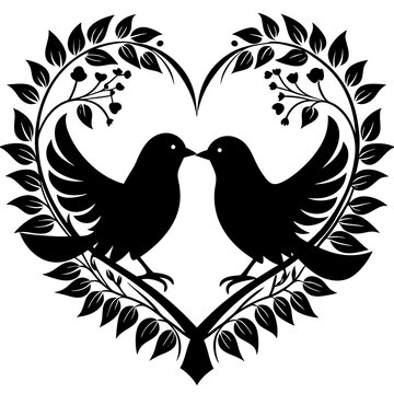 recommend clip art: Love birds silhouette vector illustration on white background