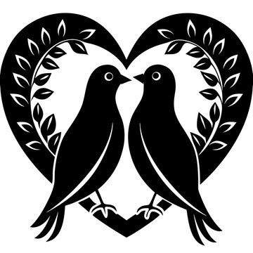 recommend clip art: Love birds silhouette vector illustration on white background