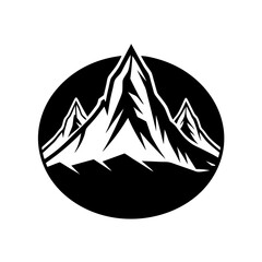 Mountain peak panorama silhouette vector illustration on white background