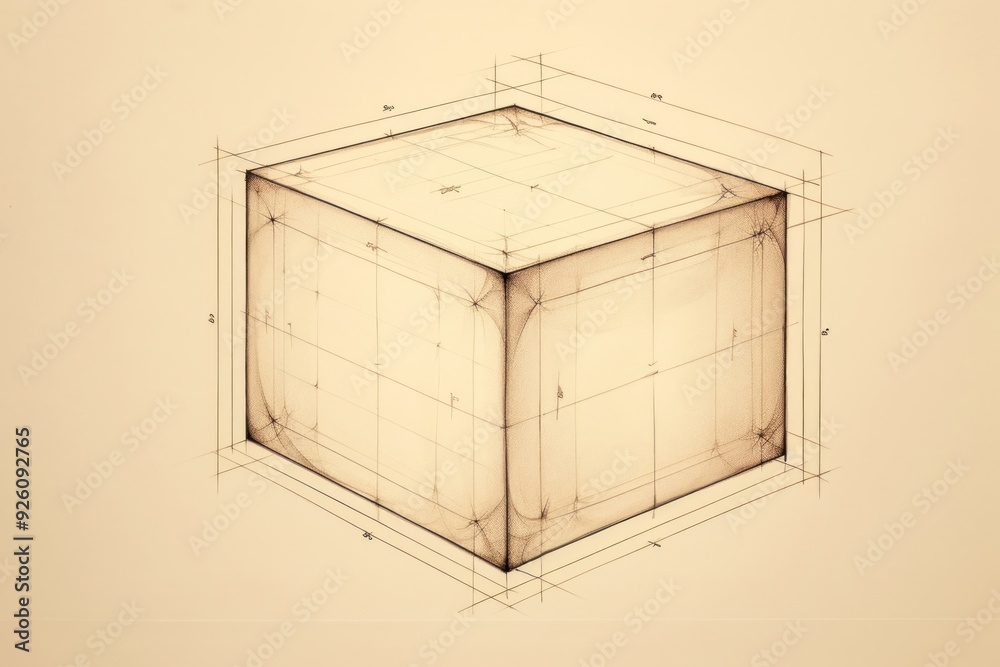 Poster Gift box diagram drawing architecture.