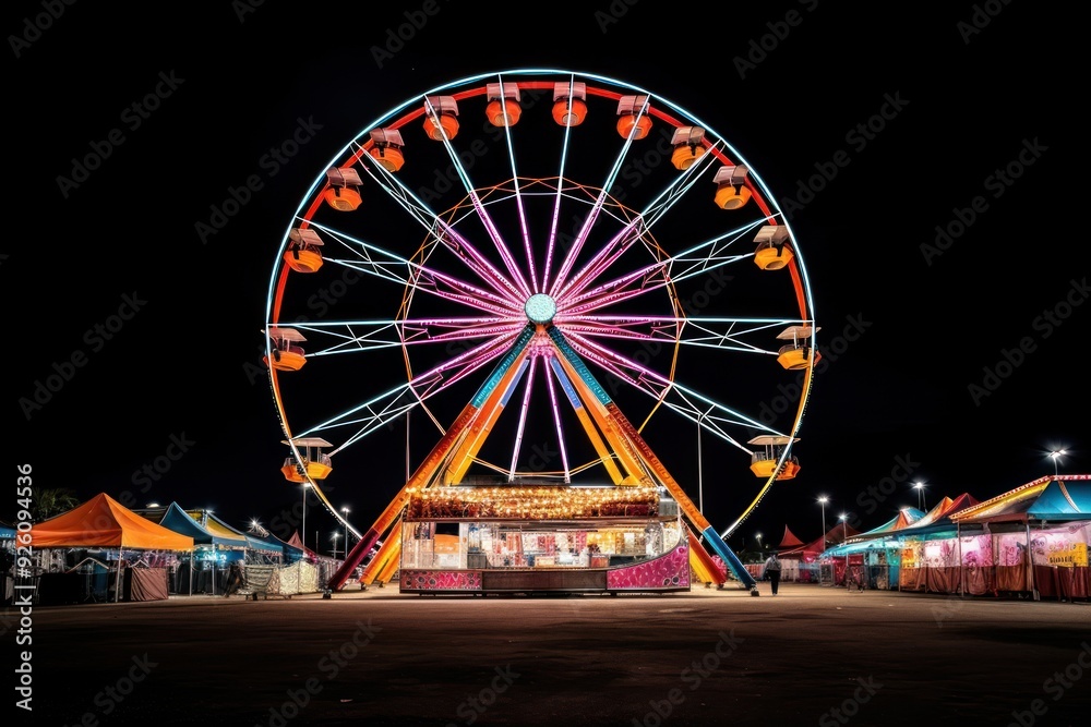 Sticker Ferris wheel fun architecture illuminated.