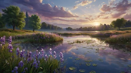 Fototapeta premium sunrise over the river