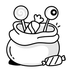 Halloween sweets icon in doodle style 

