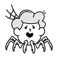 A doodle icon of spider character 

