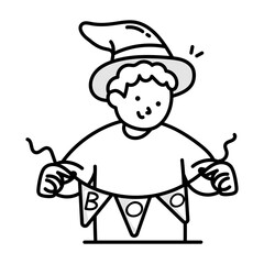 Doodle style icon of halloween decor bunting 

