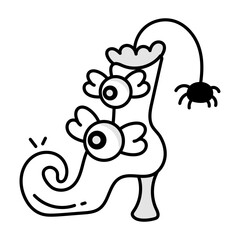 Hand drawn icon of witch shoe 

