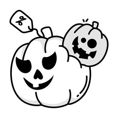 Halloween discount icon in sketchy style 

