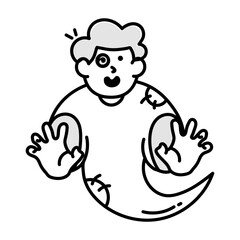 A doodle style icon of spooky character 

