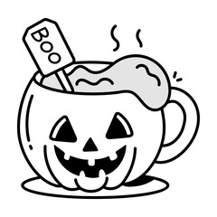 Halloween cup icon in drawing style

