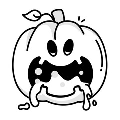 Evil pumpkin icon in drawing style 

