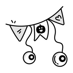 A sketchy icon of halloween garland 

