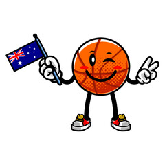 Basketball Mascot Character Holding Australian Flag