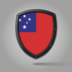 Fototapeta premium National Shield of SAMOA Flag with Original color
