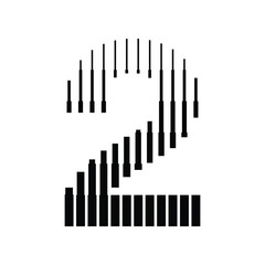 Number 2 with Abstract Line Pattern Isolated On White Background