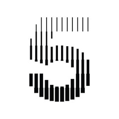 Number 5 with Abstract Line Pattern Isolated On White Background