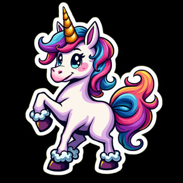 Cute Rainbow Unicorn Vector Illustration, Adorable Cartoon for Kids Products, Stickers, and Prints