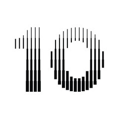 Number 10 with Abstract Line Pattern Isolated On White Background