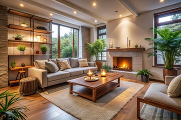Fototapeta premium Cozy intimacy warmth welcoming serenity tranquility precision detail curated space modern minimalist comforting freshness clean simplicity harmony home perfect atmosphere elegant simplicity