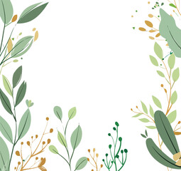 Exquisite hand-drawn botanical elements including plants, dividers, and wreaths, complemented by decorative border frames with intricate details, perfect for elegant design and creative projects