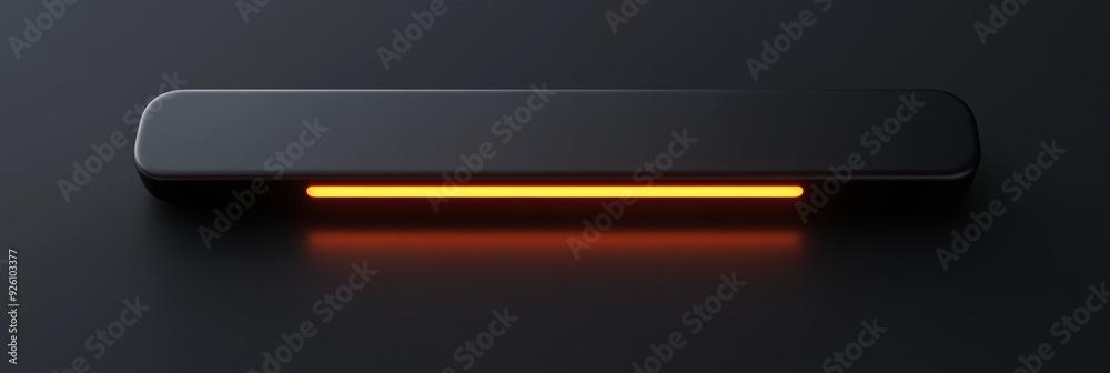 Wall mural Abstract Black and Orange Neon Light - A sleek black bar with a glowing orange neon light, symbolizing energy, innovation, technology, modern design, and futuristic concept.