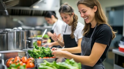 Happy Female Chef Preparing
