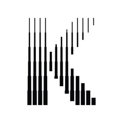 Letter K Logo with Abstract Line Pattern Isolated On White Background