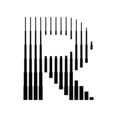 Letter R Logo with Abstract Line Pattern Isolated On White Background