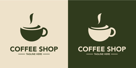Coffee shop minimalist logo design. Cafe logo design symbol. Elegant coffee store logo