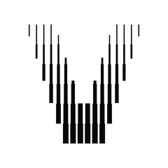 Letter V Logo with Abstract Line Pattern Isolated On White Background