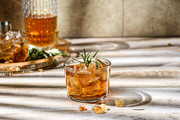 whiskey on a beige background