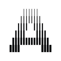 Letter A Logo with Abstract Line Pattern Isolated On White Background