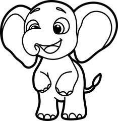 Elephant coloring outline vector illustration
