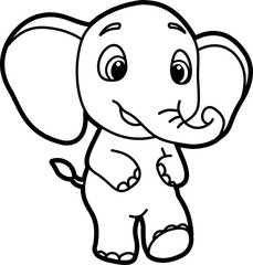 Elephant coloring outline vector illustration