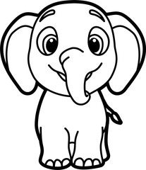 Obraz premium Elephant coloring outline vector illustration