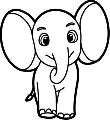 Elephant coloring outline vector illustration
